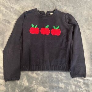 Gymboree Navy Knit Top with Red Apple Accents